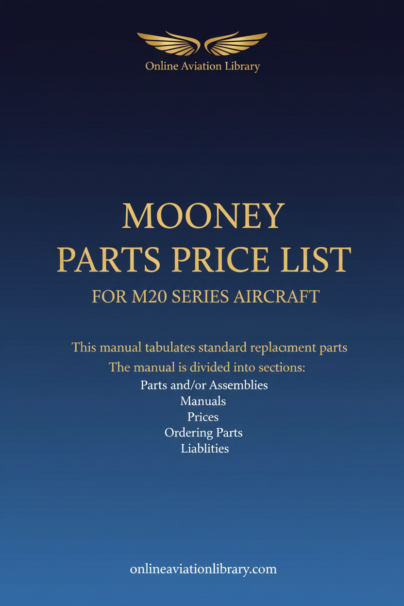 Mooney Parts Price List Standard Cover Page