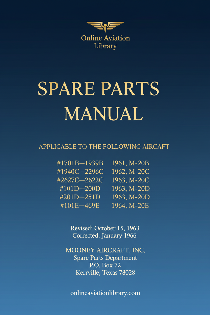 Mooney Spare Parts Manual Standard Cover Page