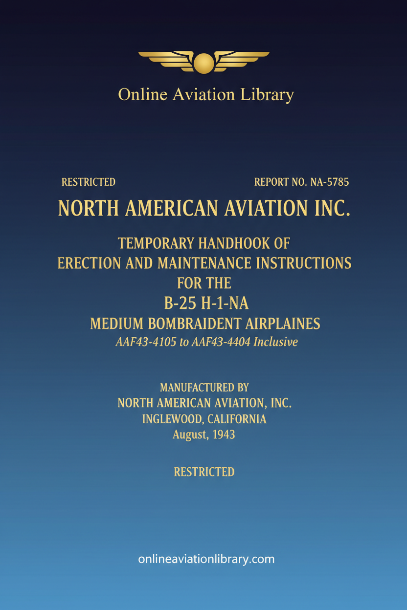 NAA B-25 H-1-NA Temporary Handbook Standard Cover Page