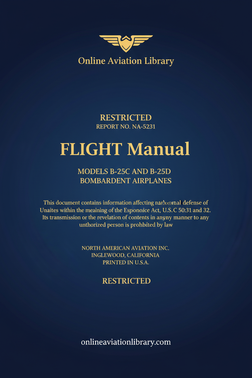 NAA B-25C B-25D Flight Manual Standard Cover Page