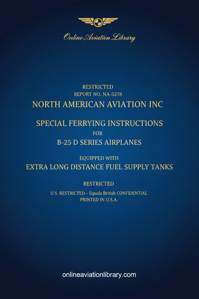 NAA B-25D Special Ferrying Instructions Standard Cover Page