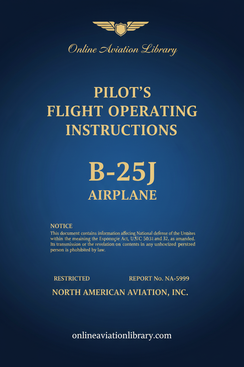 NAA B-25J Pilots Flight Operating Instructions Standard Cover Page