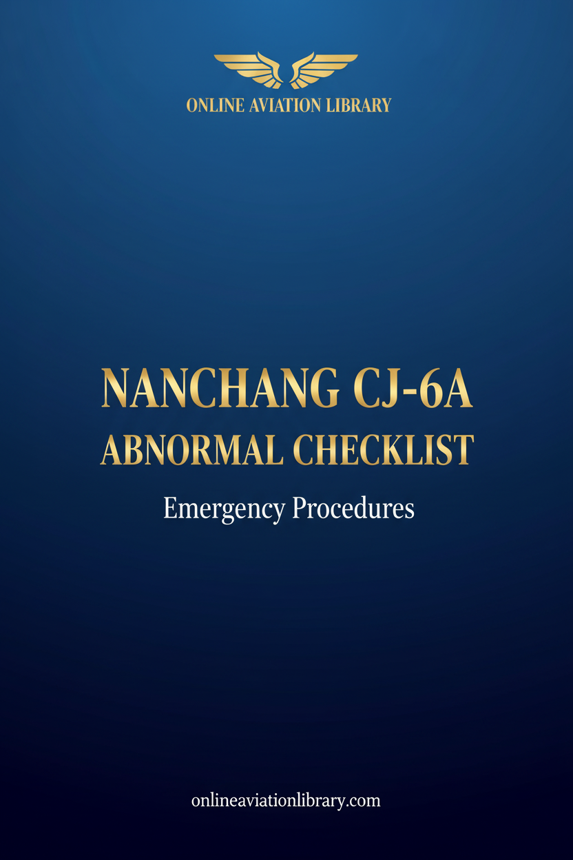 Nanchang CJ-6A Abnormal Checklist Standard Cover Page