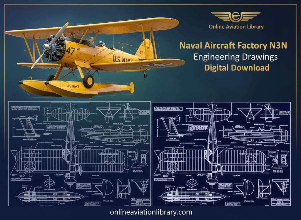 Naval Aircraft Factory N3N Engineering Drawings Banner