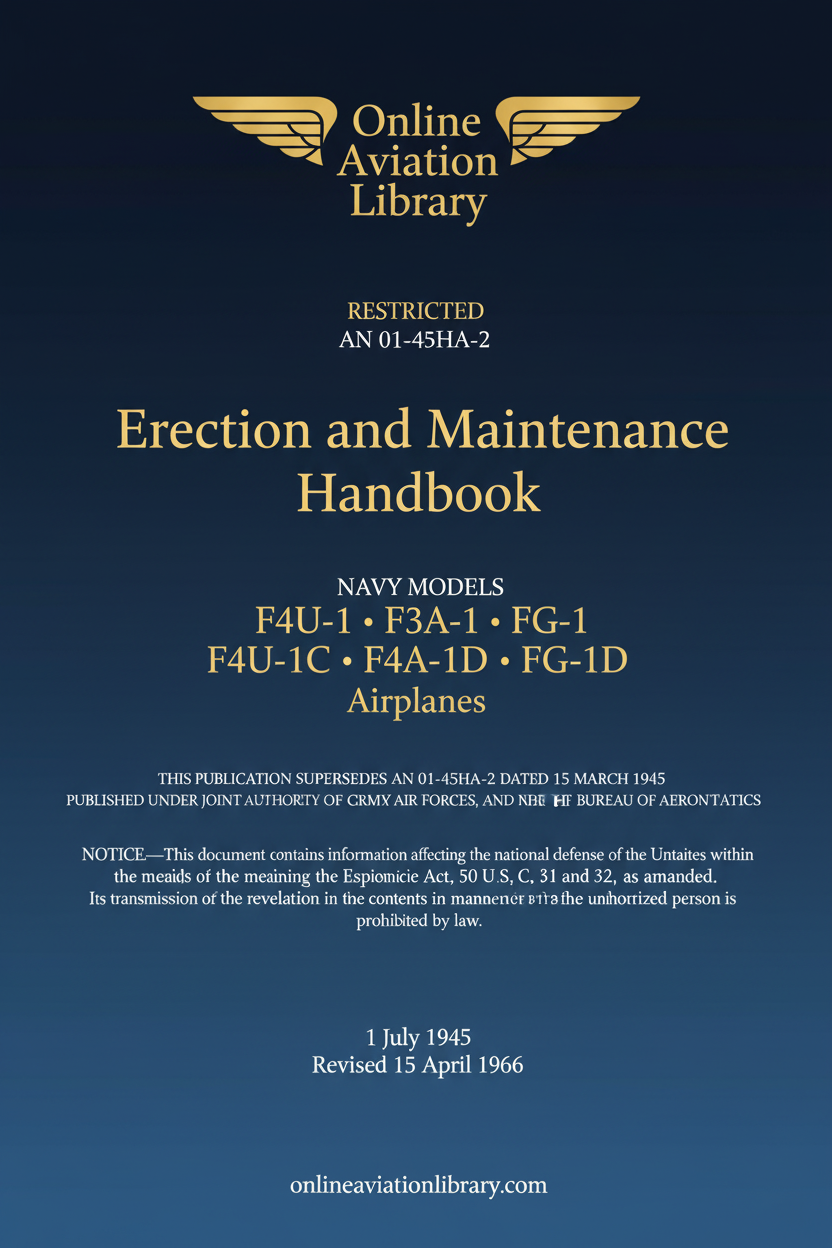 Navy F4U Corsair Erection and Maintenance Handbook Cover