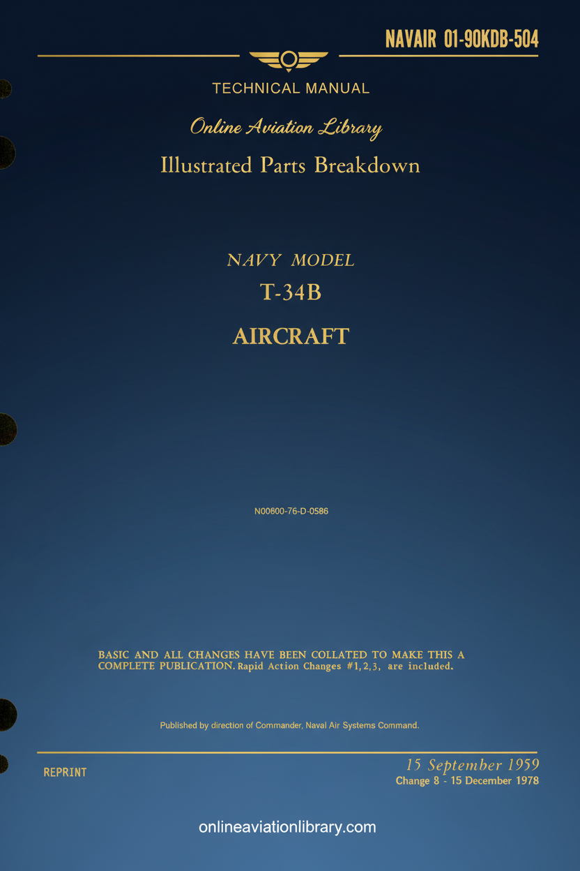 Navy Model T-34B Illustrated Parts Breakdown Technical Manual Cover