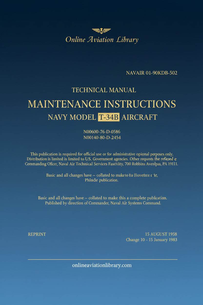 Navy Model T-34B Maintenance Instructions Technical Manual Cover