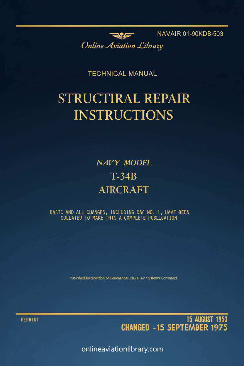 Navy Model T-34B Structural Repair Instructions Technical Manual Cover