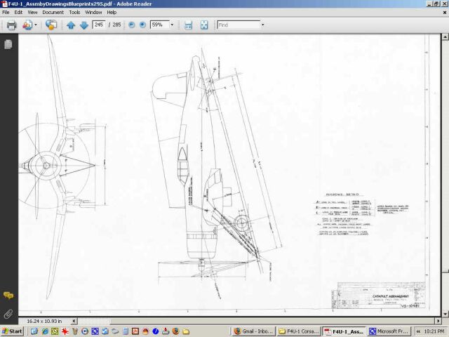 Vought F4U-1 & F4U-4 Corsair Aircraft Blueprints Assembly Drawings - Digital Download