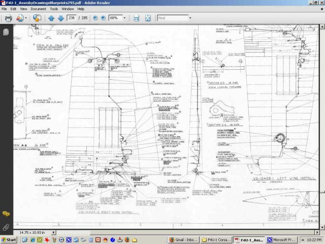 Vought F4U-1 & F4U-4 Corsair Aircraft Blueprints Assembly Drawings - Digital Download