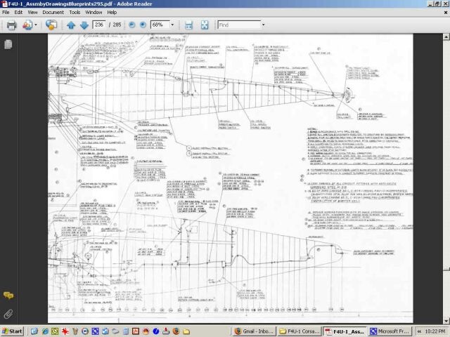 Vought F4U-1 & F4U-4 Corsair Aircraft Blueprints Assembly Drawings - Digital Download