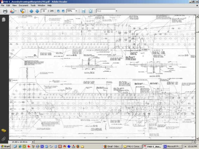 Vought F4U-1 & F4U-4 Corsair Aircraft Blueprints Assembly Drawings - Digital Download