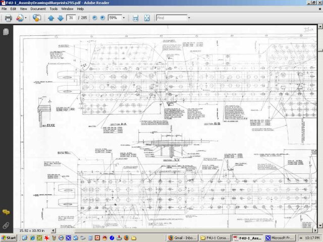 Vought F4U-1 & F4U-4 Corsair Aircraft Blueprints Assembly Drawings - Digital Download