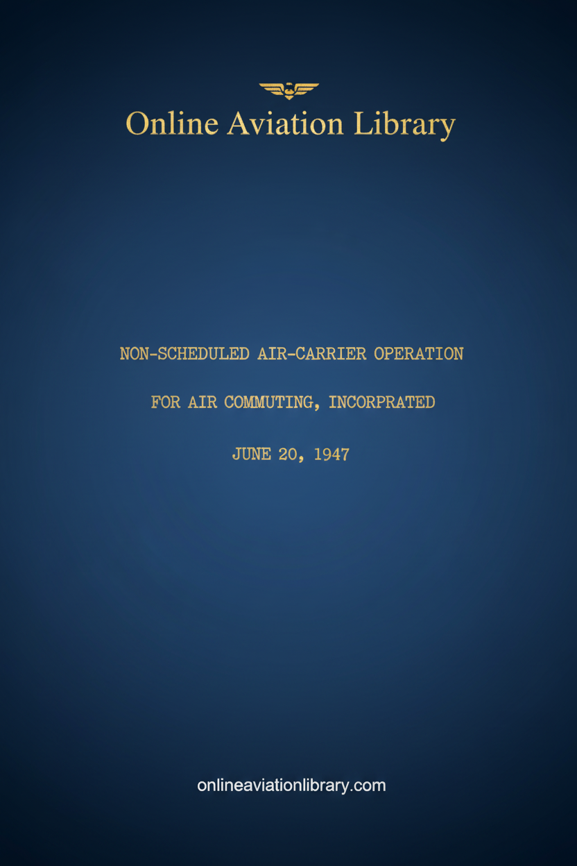 Non-Scheduled Air-Carrier Operation Cover Page