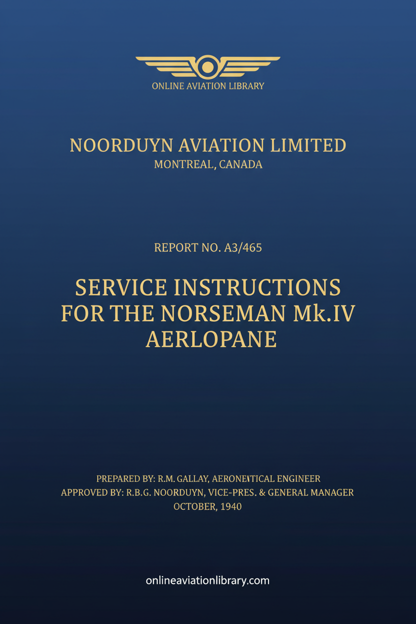 Norseman Mk.IV Service Instructions Standard Cover Page