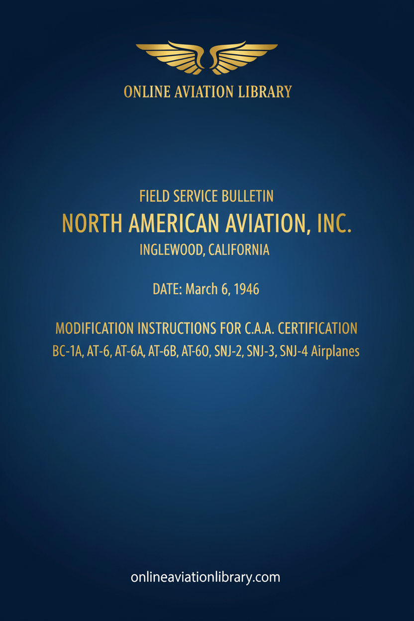 North American Aviation Field Service Bulletin Standard Cover Page