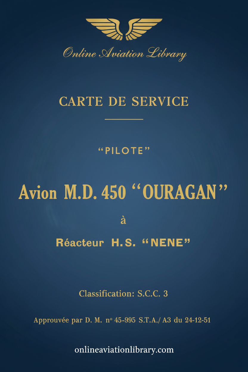 Ouragan Pilote Carte de Service Standard Cover Page