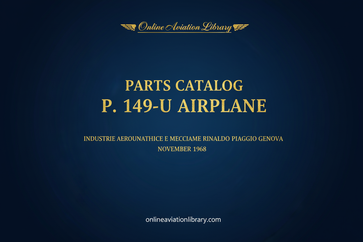 P.149-U Airplane Parts Catalog Cover Page
