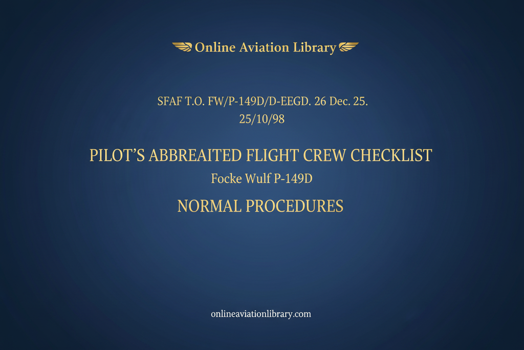 P-149D Pilot's Checklist Cover Page