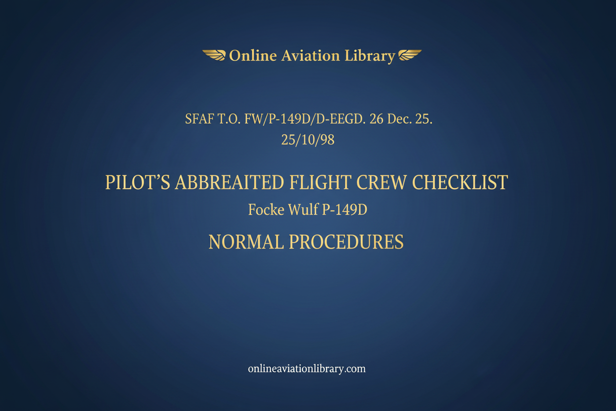 P-149D Pilot's Checklist Cover Page