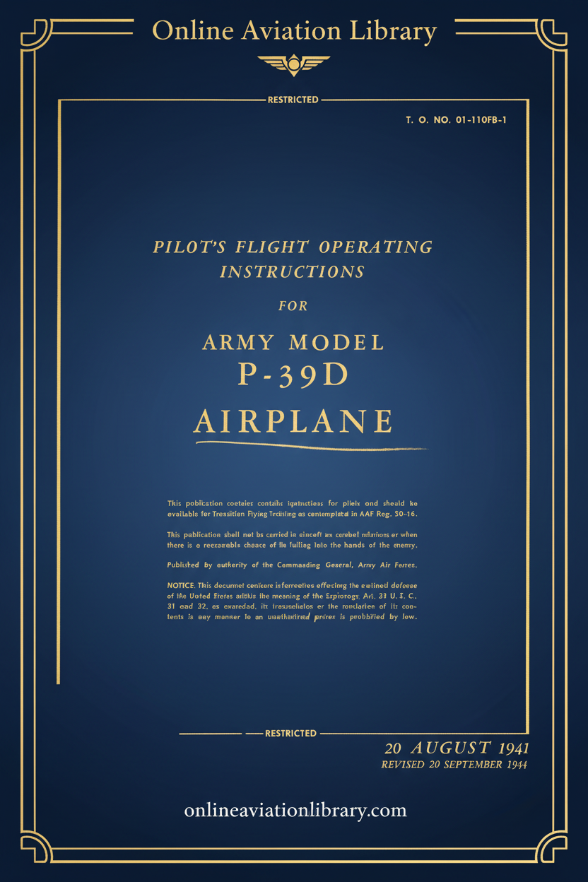 P-39D Pilot's Flight Operating Instructions Cover