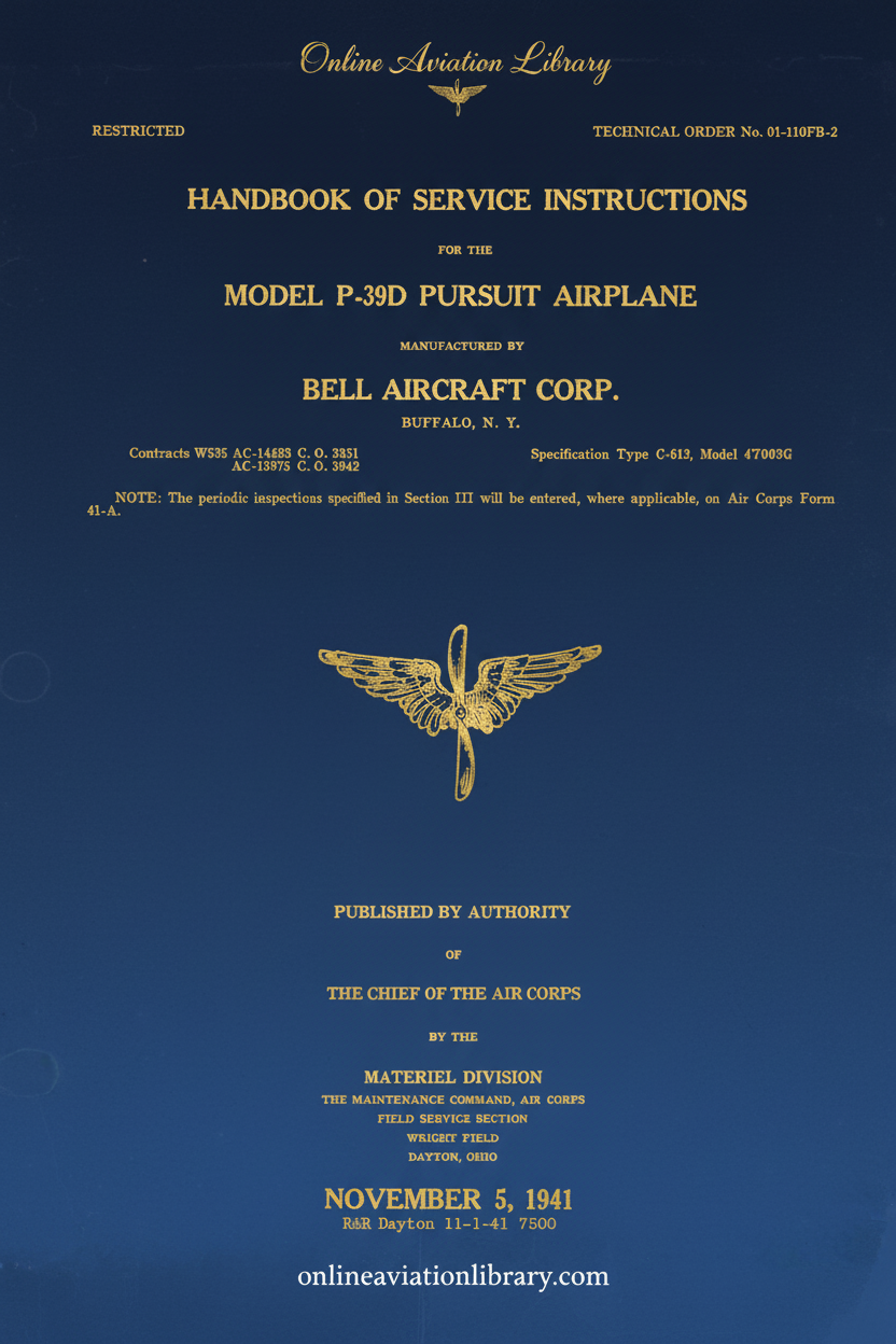 P-39D Service Instructions Handbook Cover