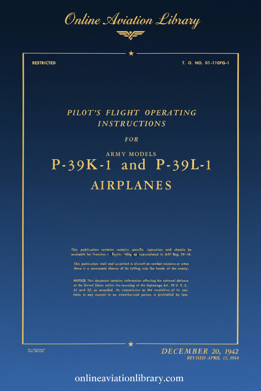 P-39K-1 and P-39L-1 Pilot's Flight Operating Instructions Cover