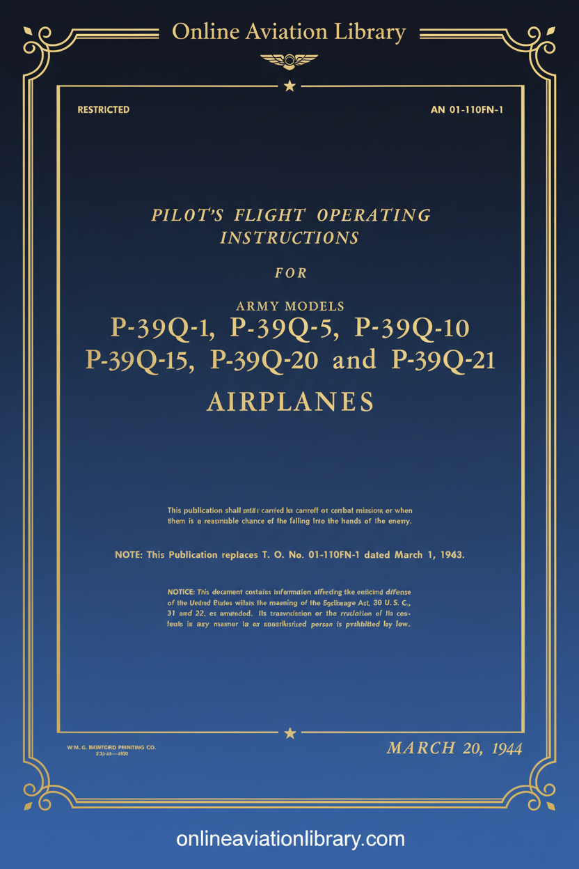 P-39Q Series Pilot's Flight Operating Instructions Cover