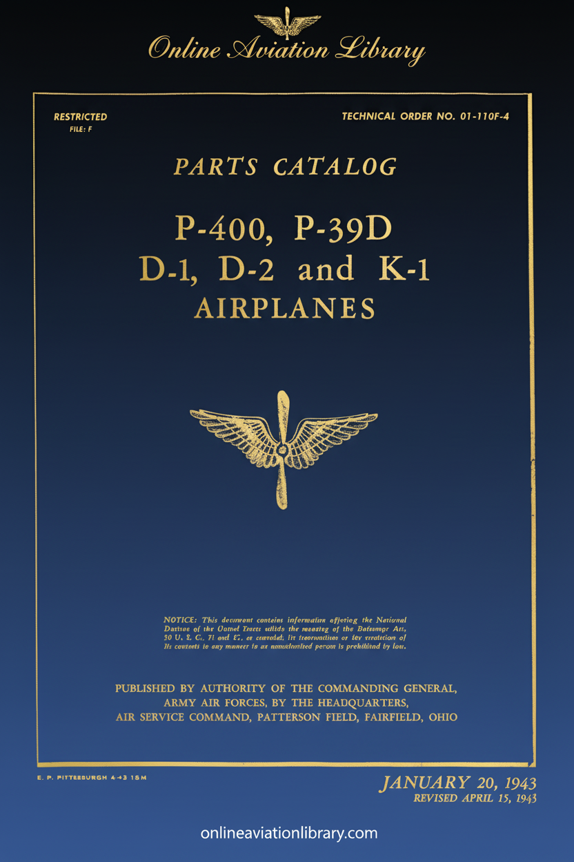 P-400 P-39D Parts Catalog Cover