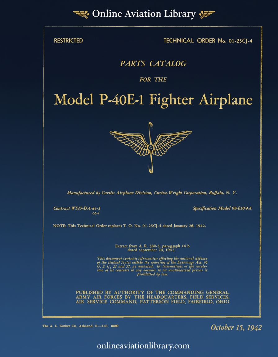 P-40E-1 Parts Catalog Cover Page
