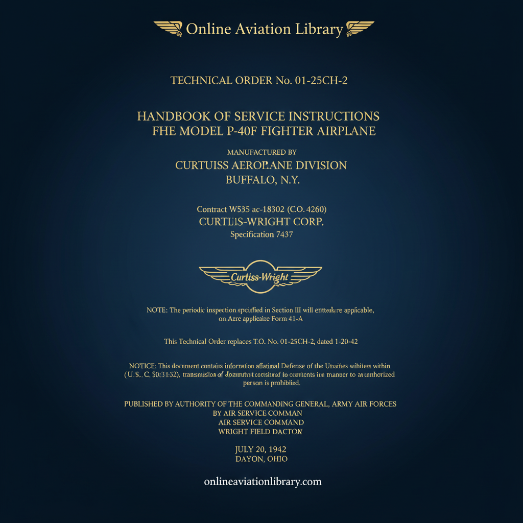 P-40F Handbook of Service Instructions Cover Page