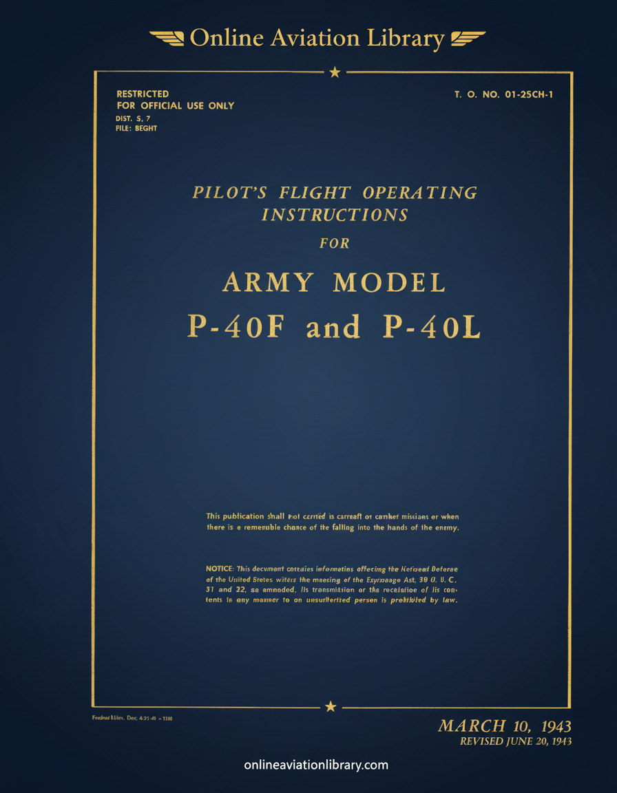 P-40F P-40L Pilot's Flight Operating Instructions Cover Page