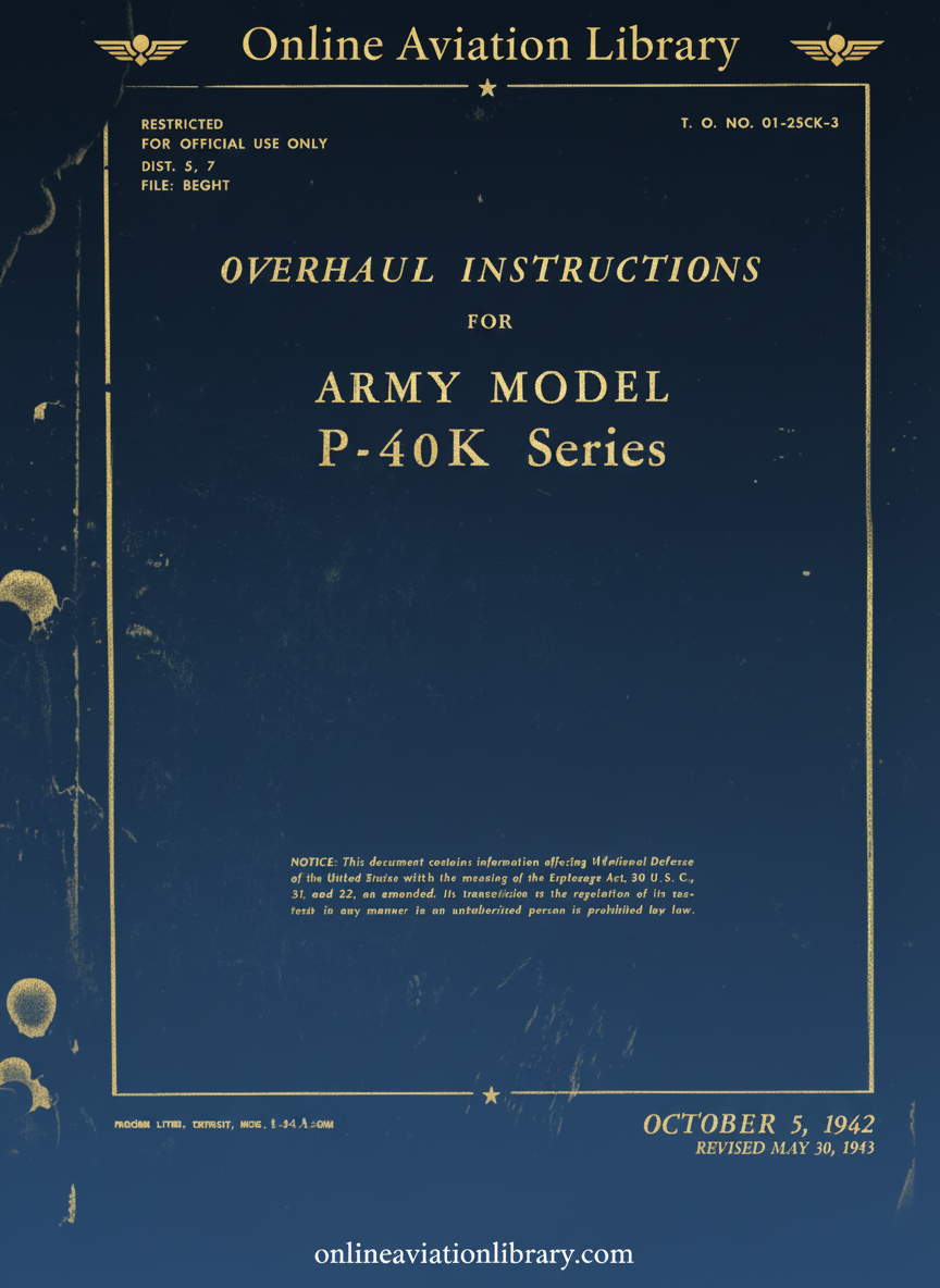 P-40K Overhaul Instructions Manual Cover Page