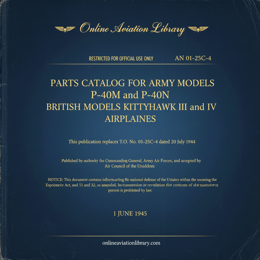 P-40M P-40N Kittyhawk III IV Parts Catalog Cover Page
