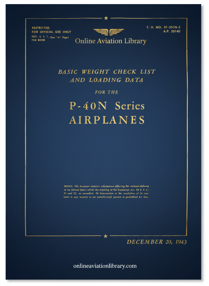 P-40N Basic Weight Check List Manual Cover Page