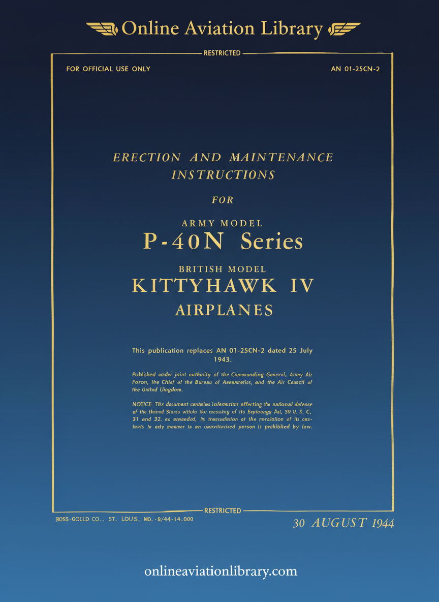P-40N Kittyhawk IV Erection and Maintenance Manual Cover Page