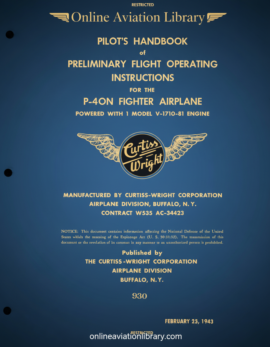 P-40N Pilot's Handbook Cover Page