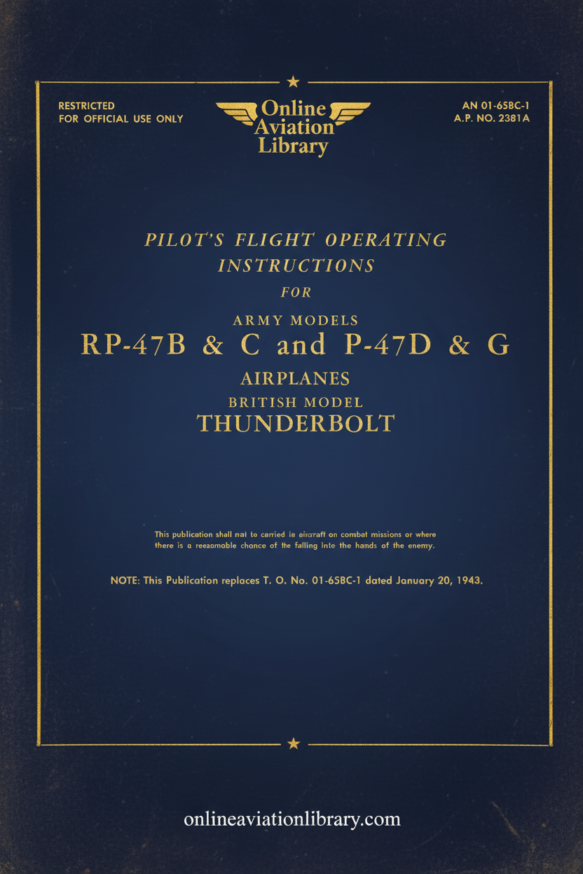 P-47B C and P-47D G Flight Operating Instructions Cover