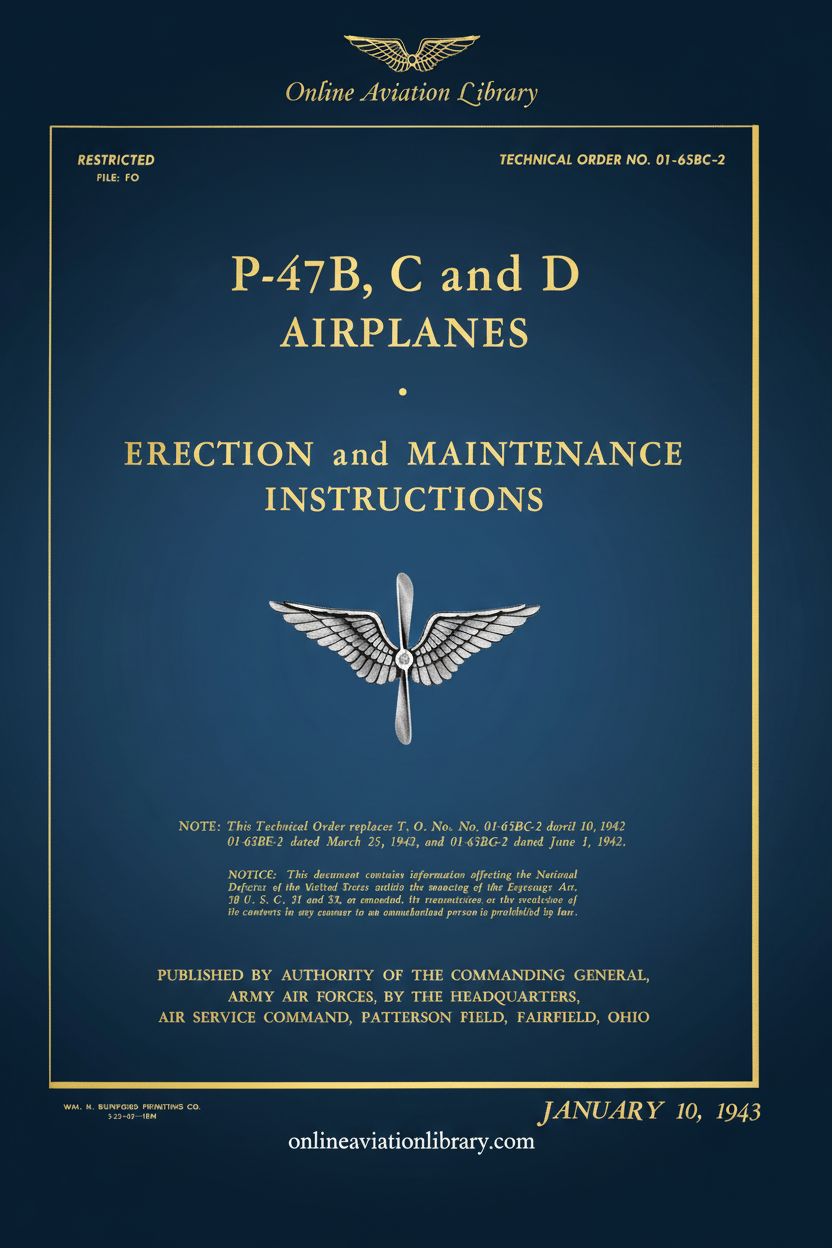 P-47B C D Erection and Maintenance Instructions Cover