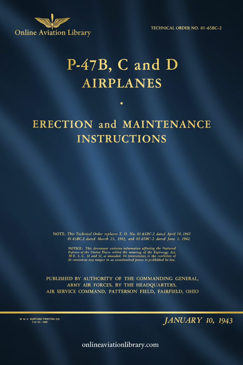P-47B C D Erection and Maintenance Instructions Cover