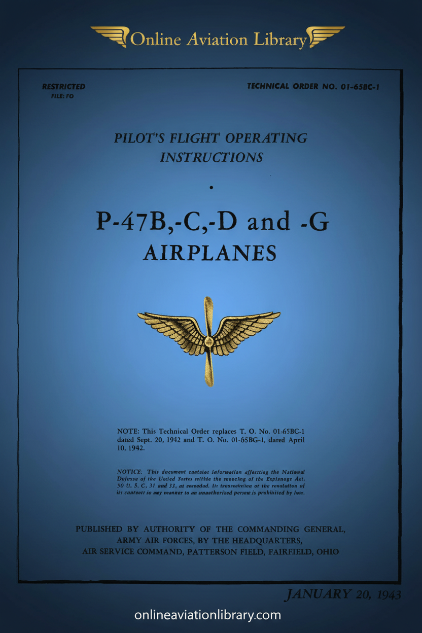 P-47B C D G Flight Operating Instructions Cover