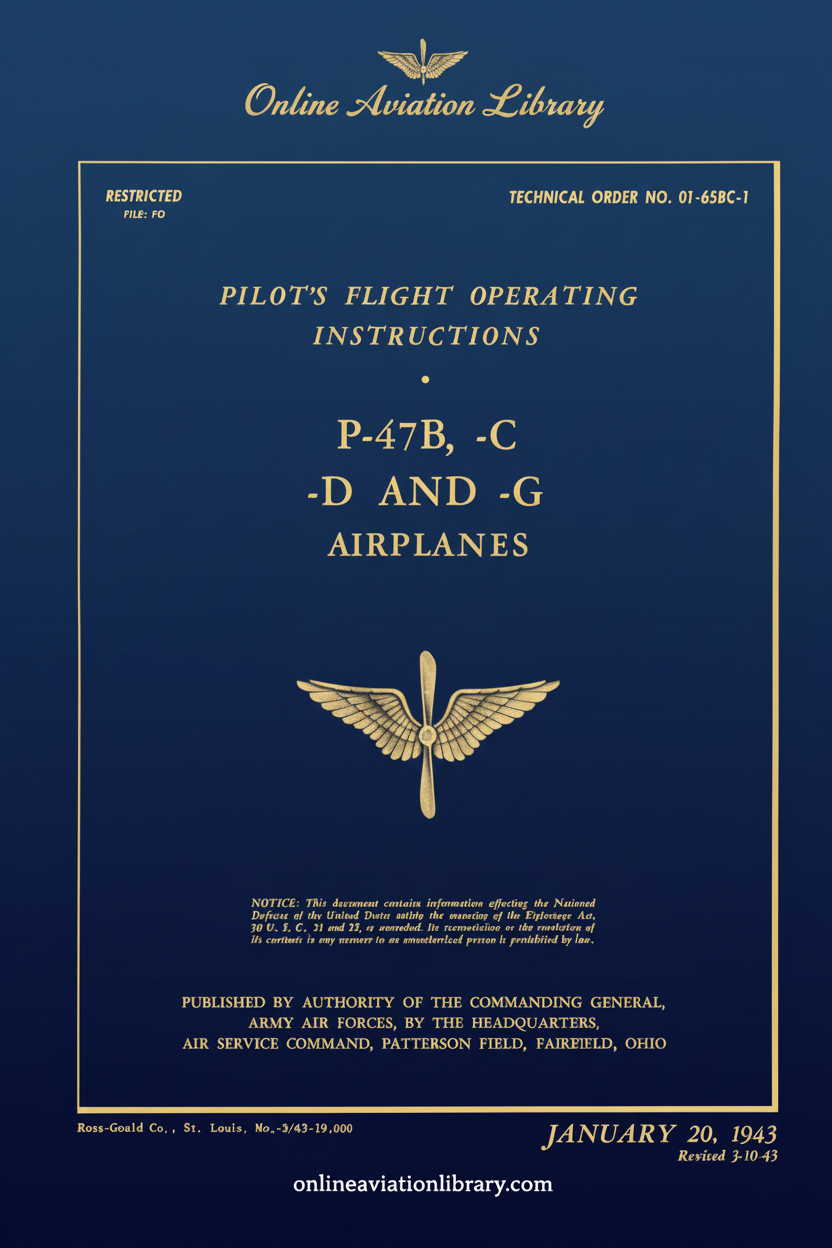 P-47B C D G Flight Operating Instructions Cover