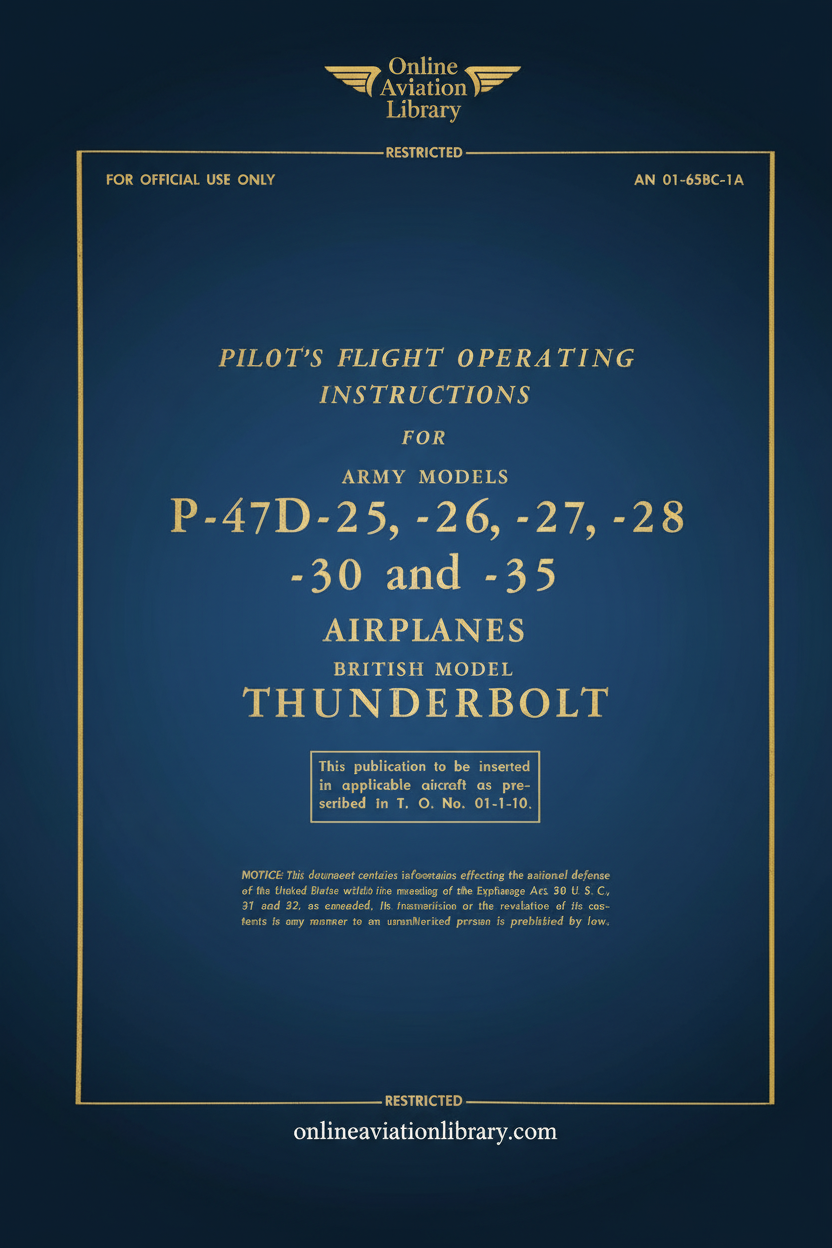 P-47D-25 through -35 Flight Operating Instructions Cover