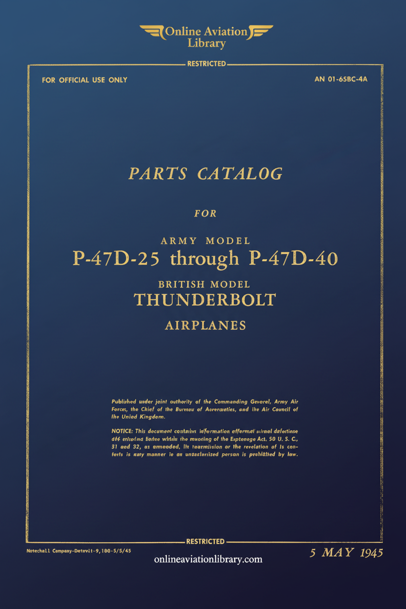 P-47D-25 through P-47D-40 Parts Catalog Cover