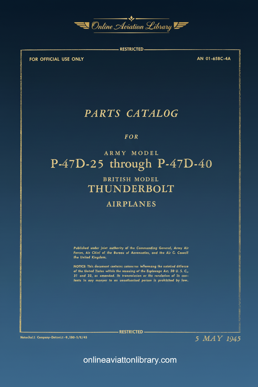 P-47D-25 through P-47D-40 Parts Catalog Cover
