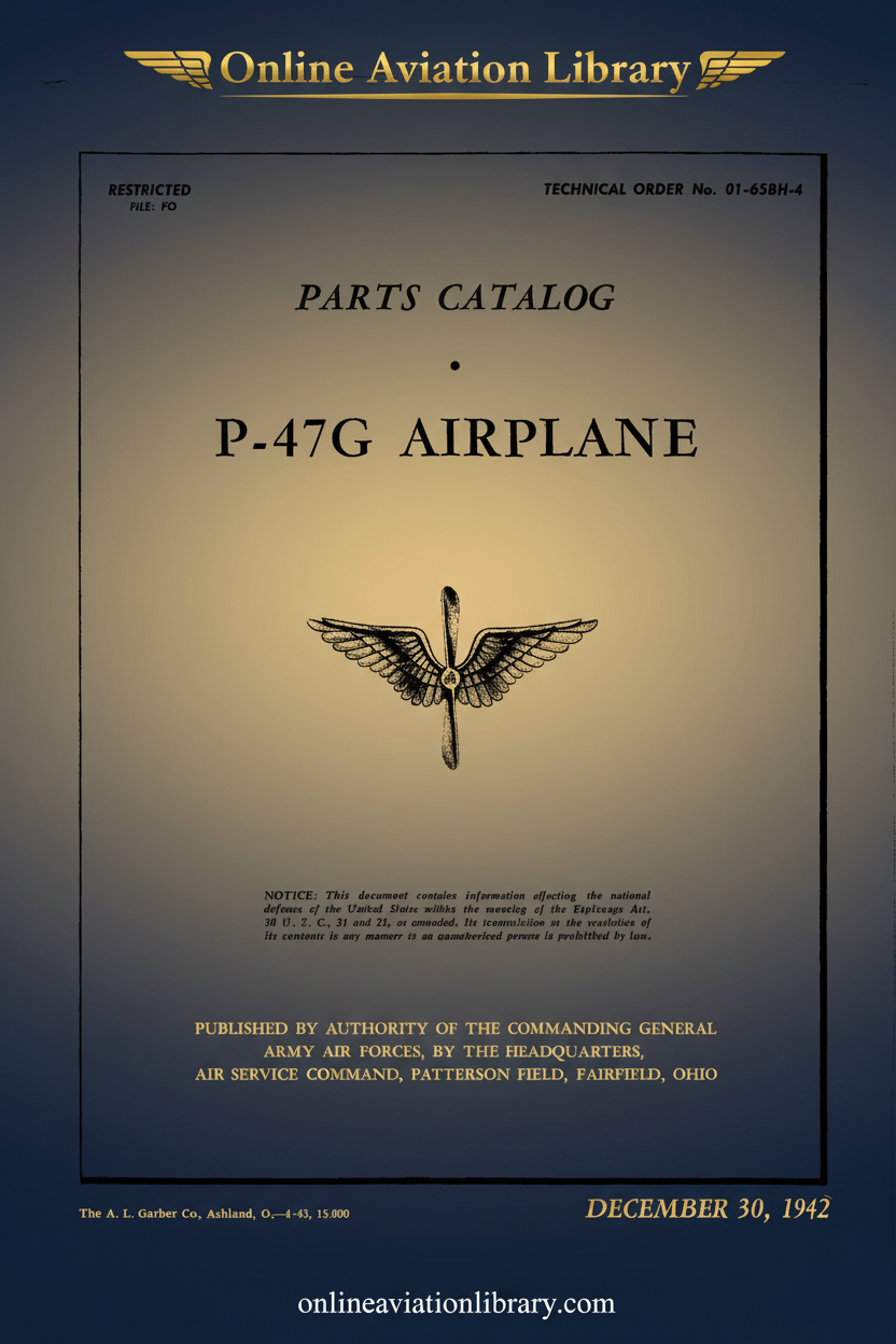 P-47G Airplane Parts Catalog Cover