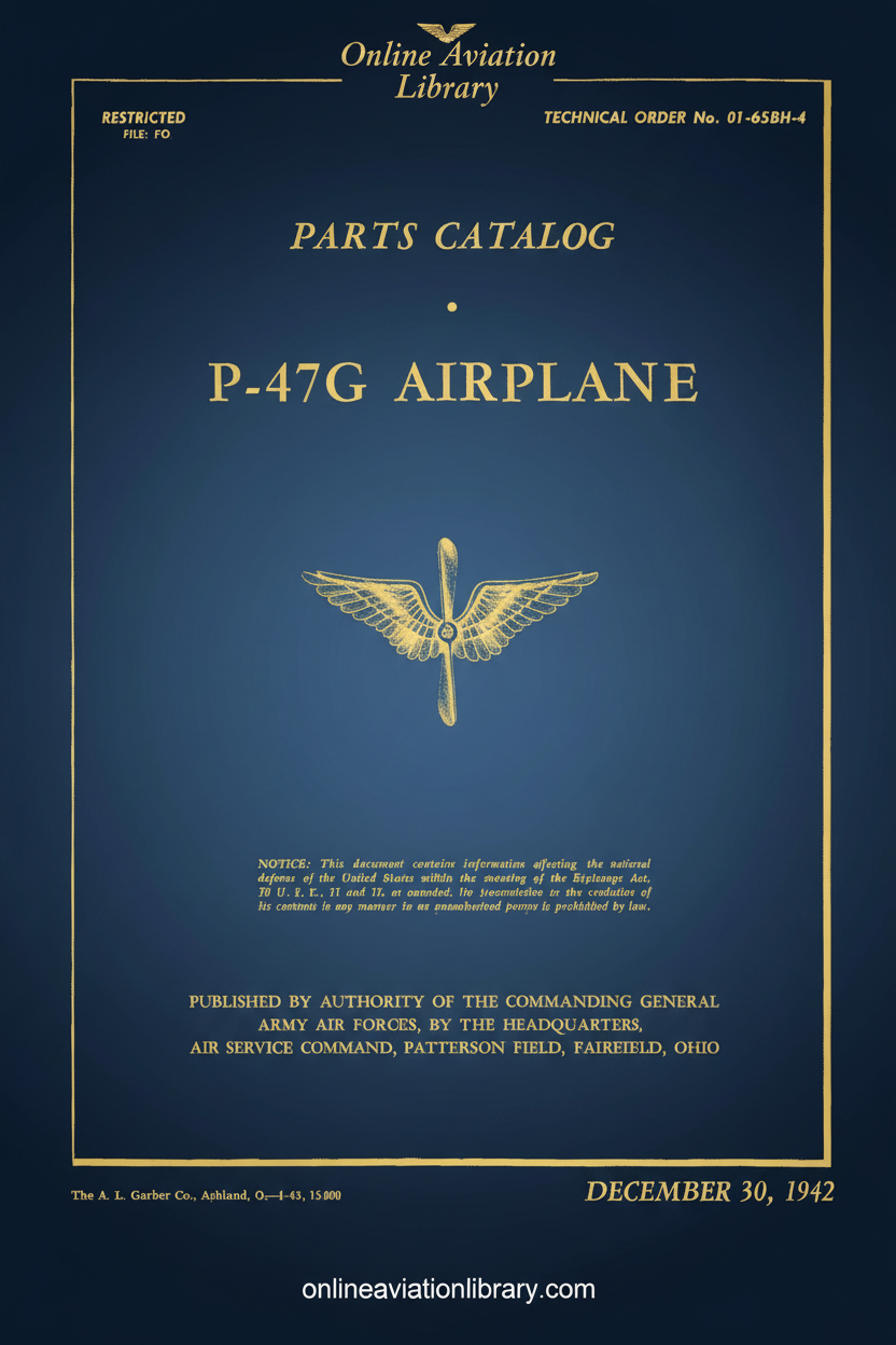 P-47G Airplane Parts Catalog Cover