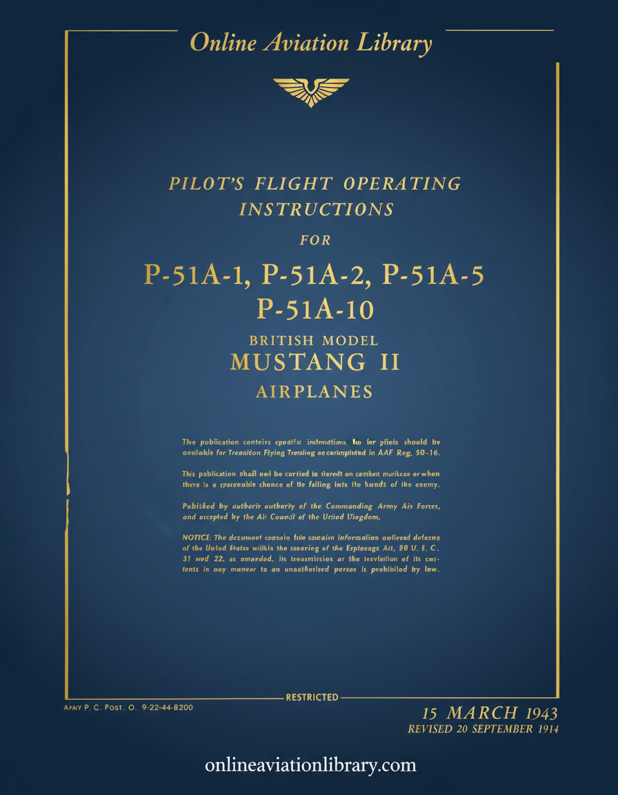 P-51A Mustang II Pilot's Flight Operating Instructions Cover Page