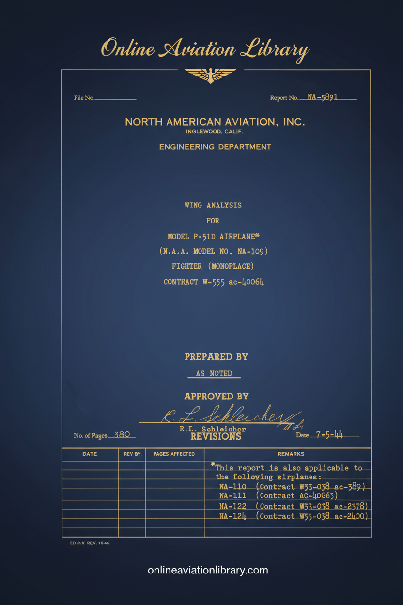 P-51D Airplane Wing Analysis Cover Page