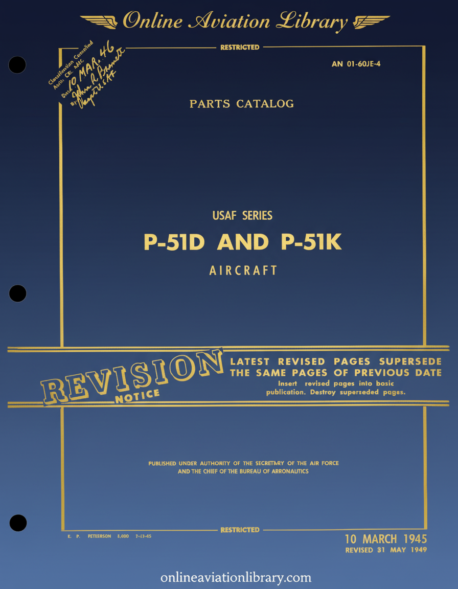 P-51D and P-51K Aircraft Parts Catalog Cover Page